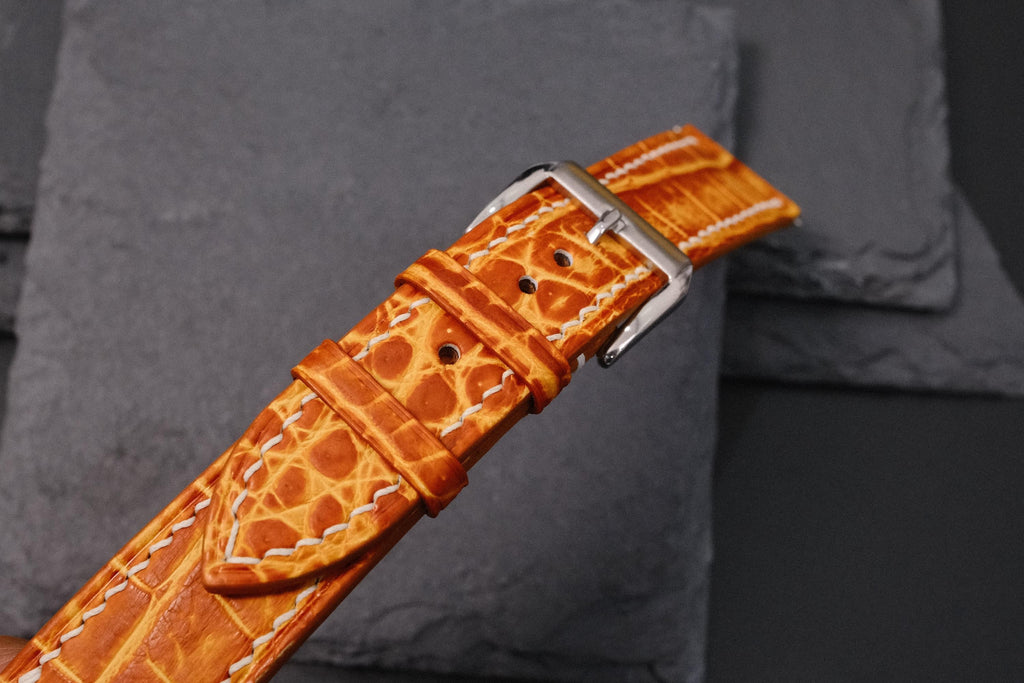 patina orange alligator leather watch strap – photo 8
