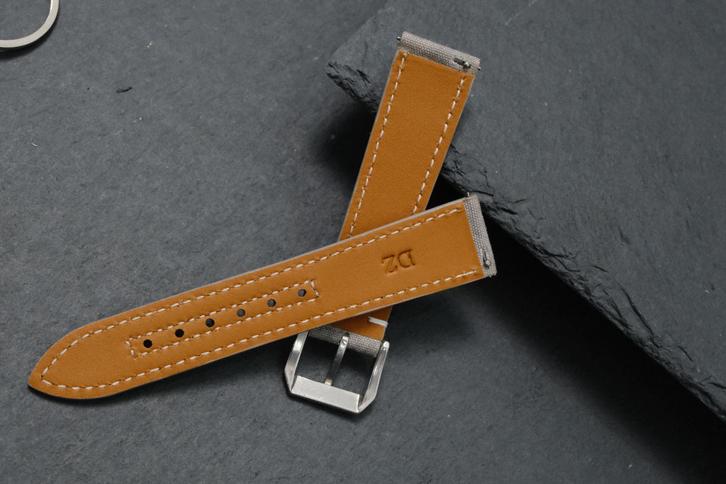 grey canvas leather watch strap – photo 8