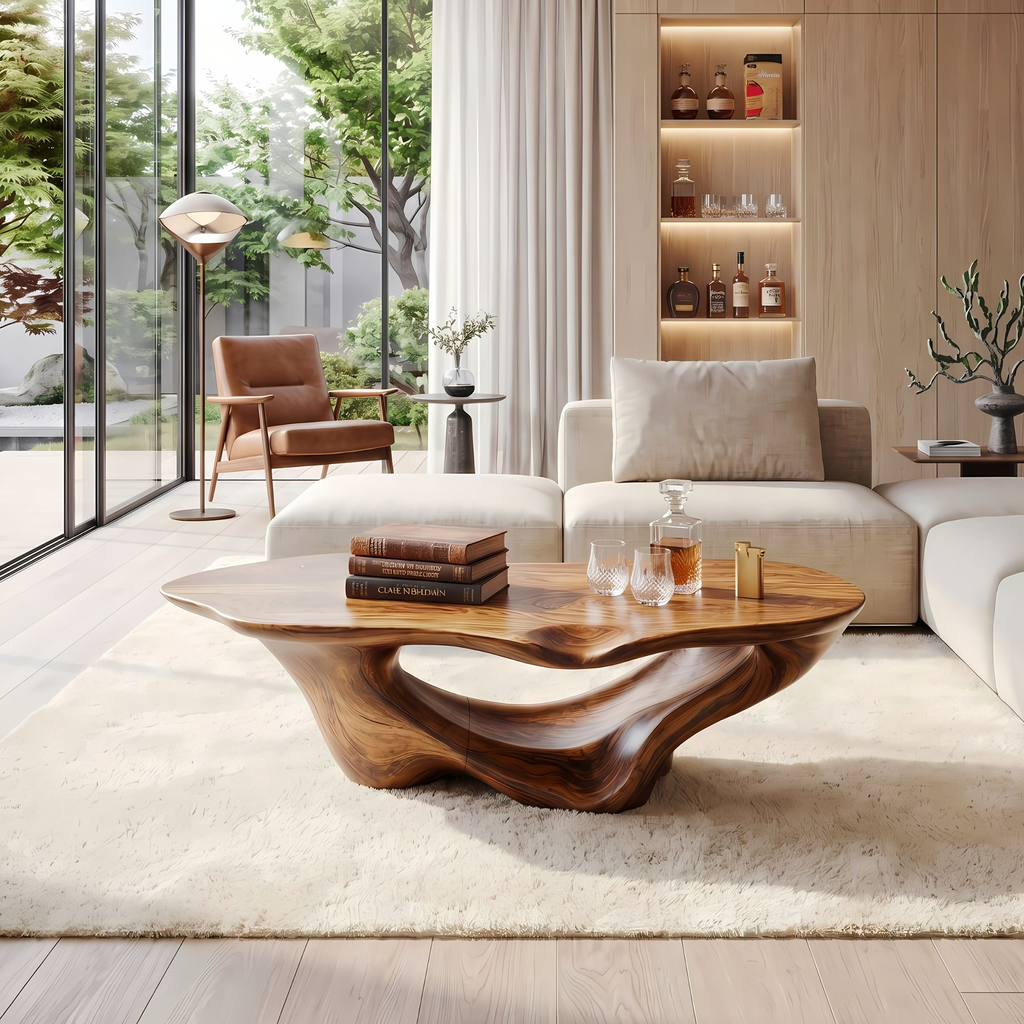 Farmhouse Solid Wood Coffee Table with Weathered Vintage Finish