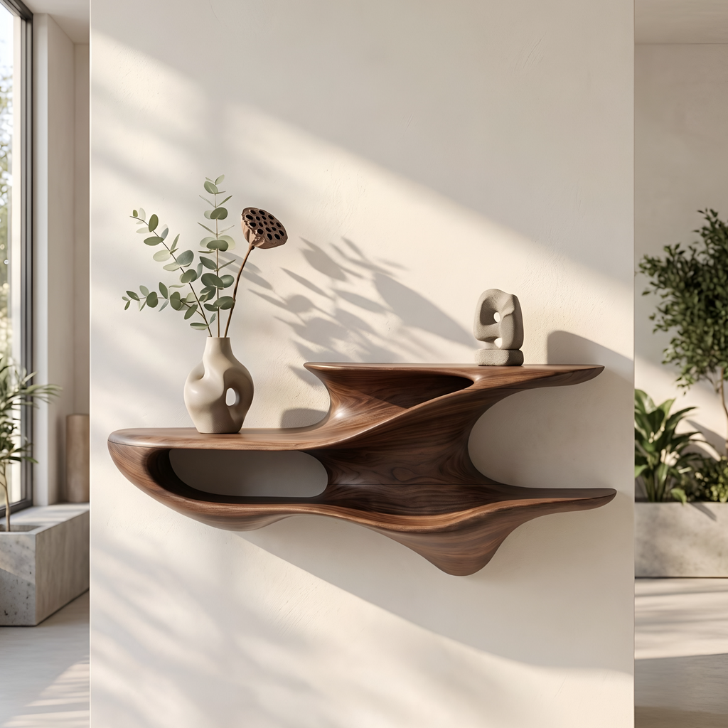 Handcrafted Live Edge Solid Wood Wall Mount Shelf with Hardware