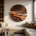 Carved Solid Wood Wall Clock with Organic Split Form