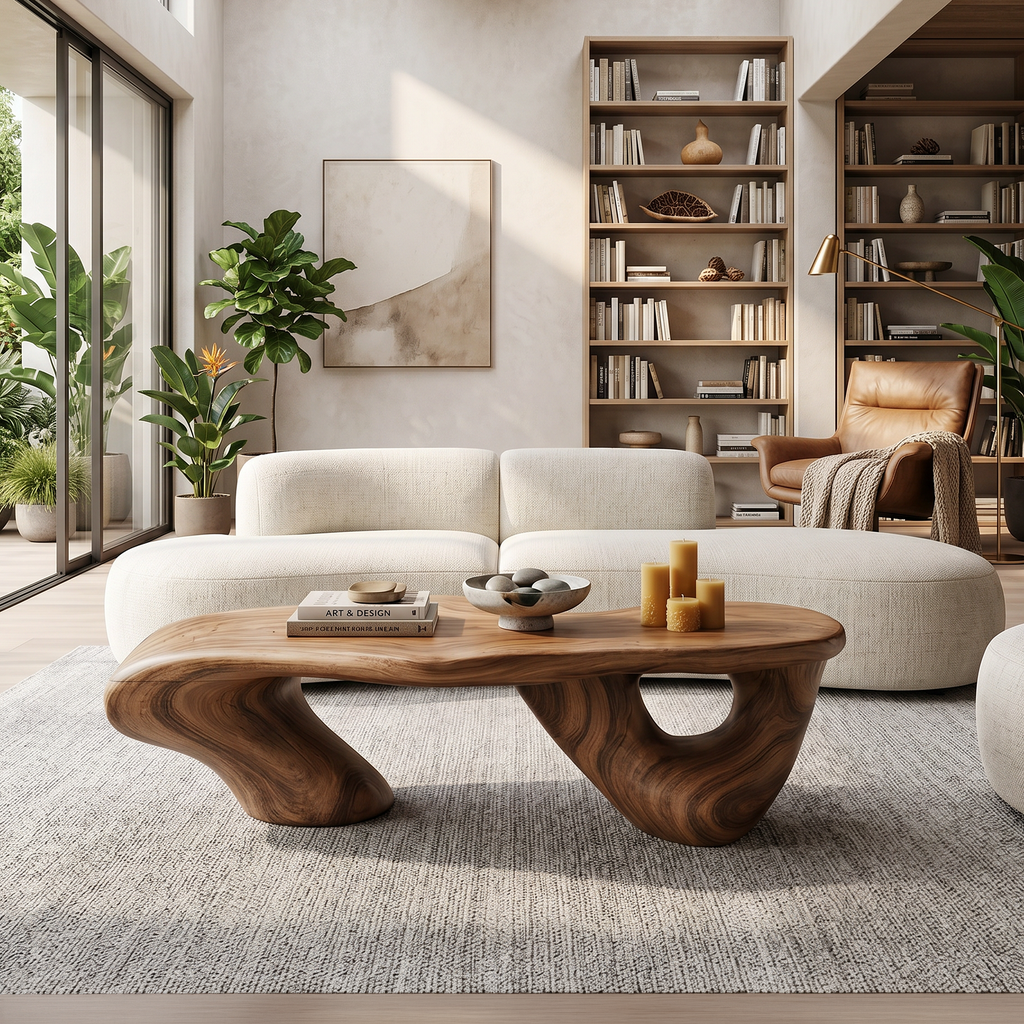 Handcrafted Solid Wood Low Coffee Table with Classic Lines