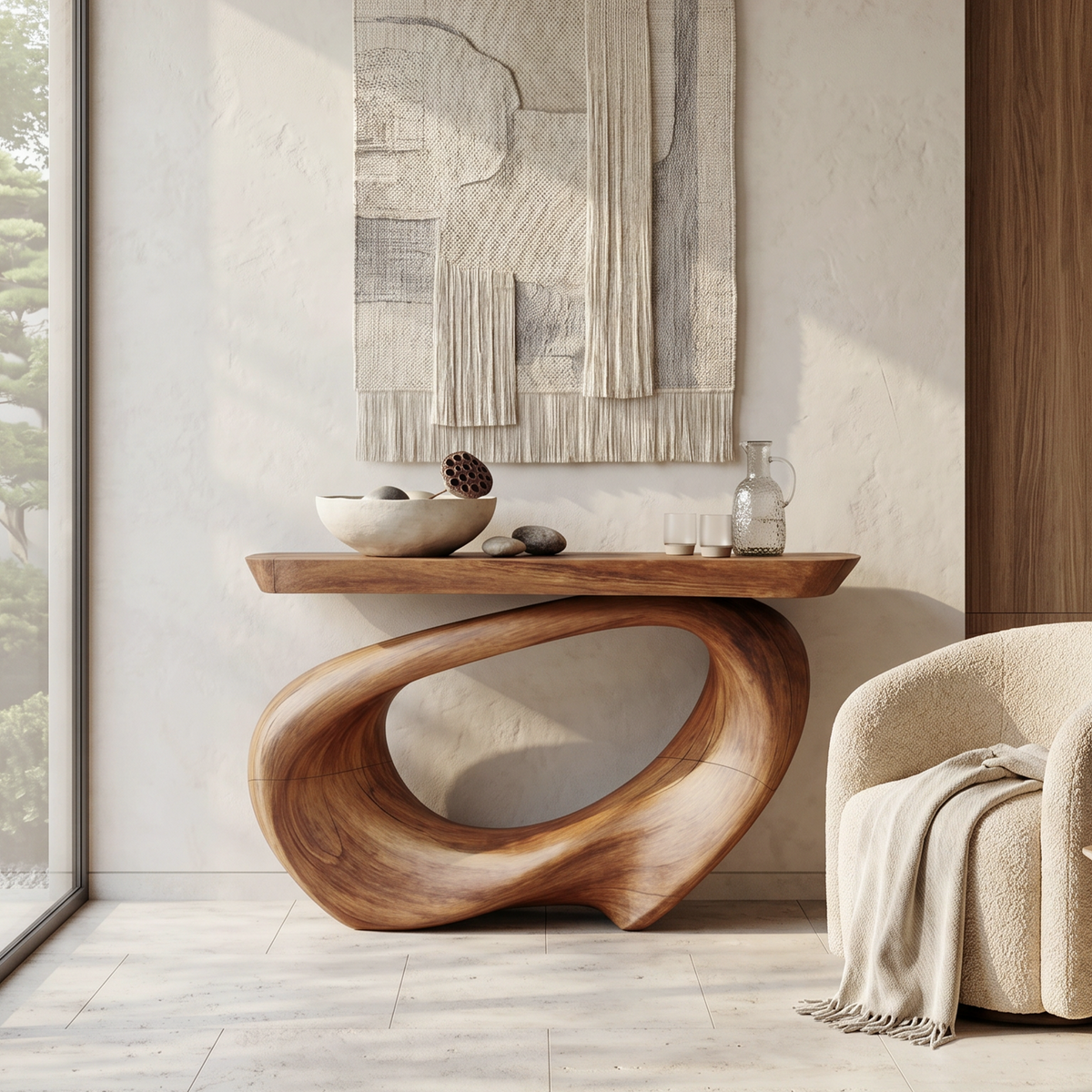 Rustic Live Edge Solid Wood Console Table for Entryway