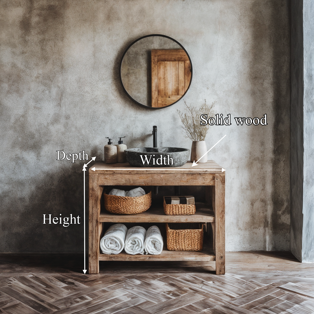 Custom Live Edge Wood Bathroom Vanity Cabinet, With or Without Sink - view 8