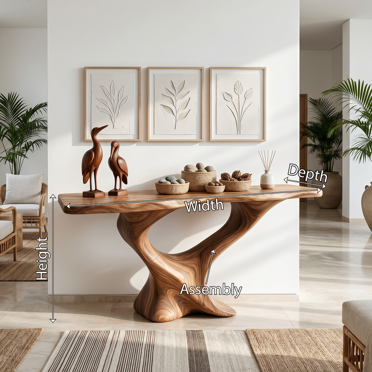 Farmhouse Solid Wood Console Table with Live Edge Details - view 8