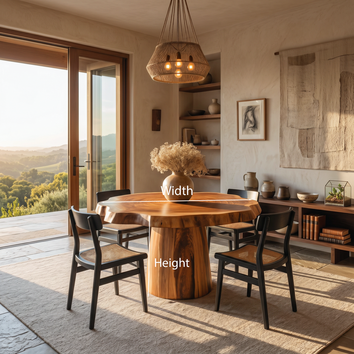 Round Solid Wood Pedestal Dining Table with Sculpted Base - view 8