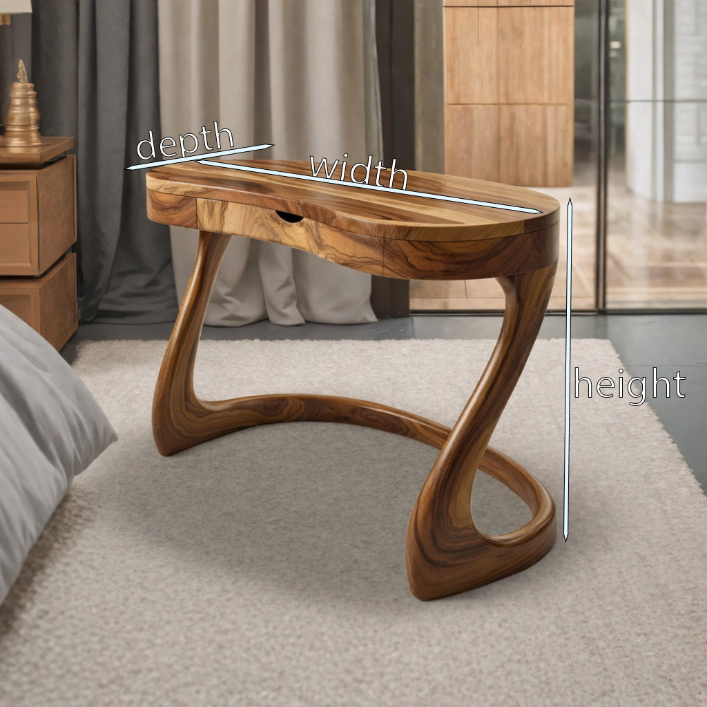 Sculpted Solid Wood Desk with Drawers for Minimalist Home Office - view 7