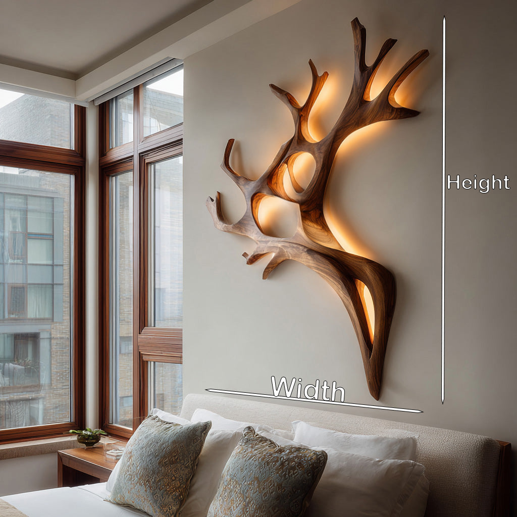 Sculptural Solid Wood Branch Wall Light with Warm Backlighting - view 8