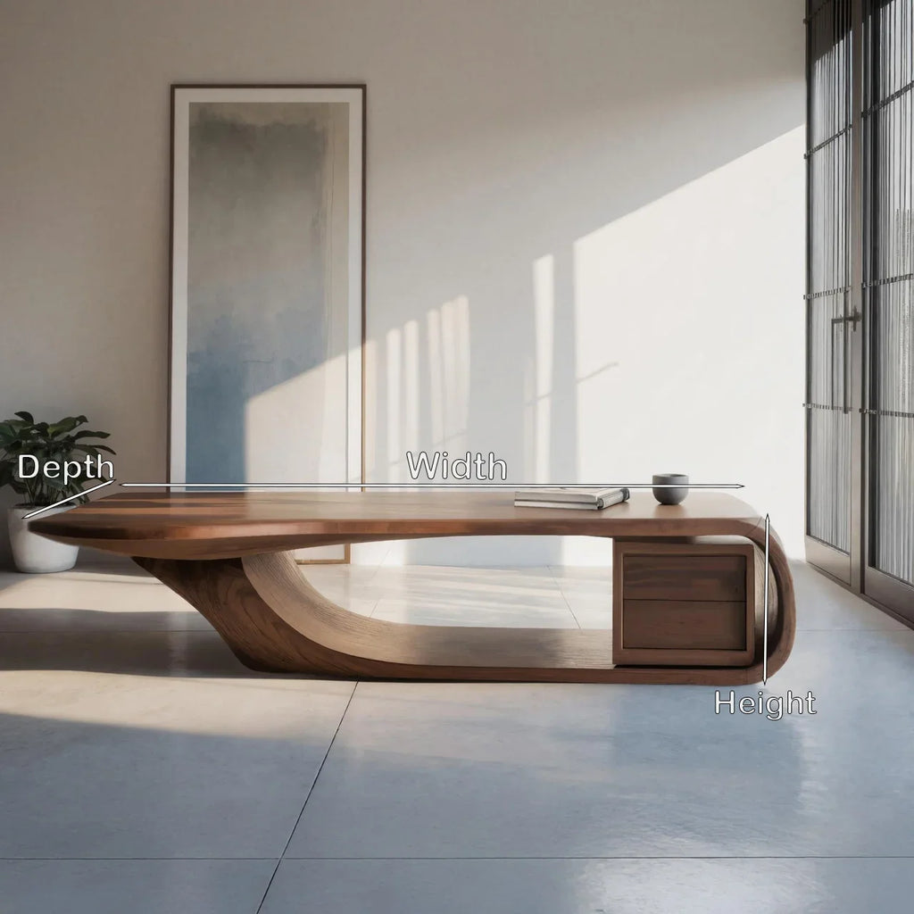 Modern Sculptural Wood Coffee Table with Curved Silhouette - view 2