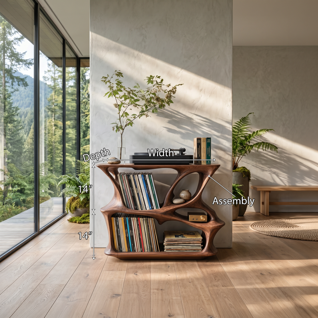 Mid-Century Record Player Stand and Vinyl Storage Console - view 8