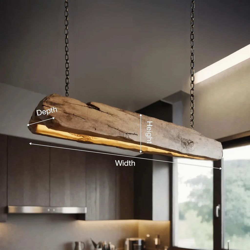 Rustic Solid Wood Log Beam Pendant Light for Kitchen Island - view 8
