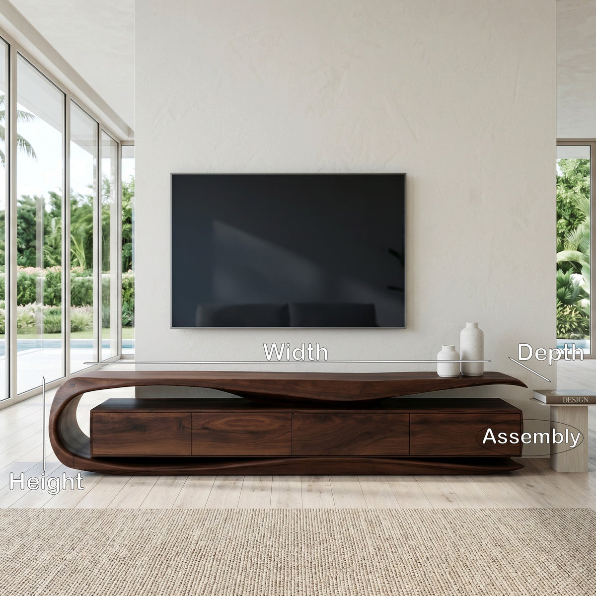 Organic Modern Solid Wood TV Console with Floating Look - view 8