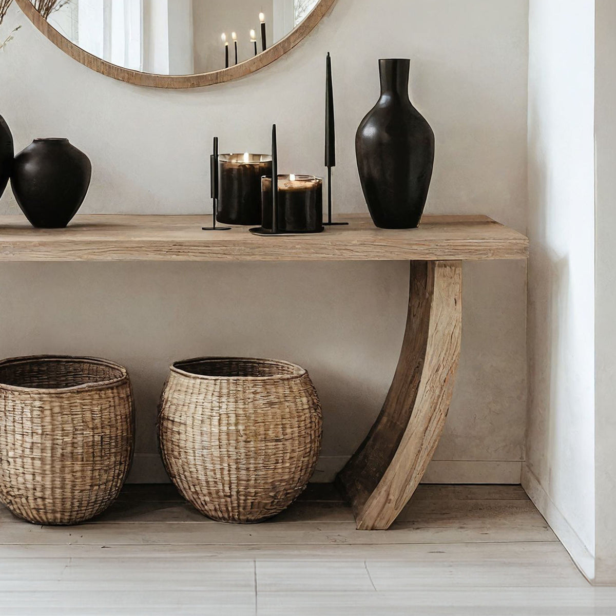 Handcrafted Natural Wood Entryway Console Table, Clean Lines - view 4