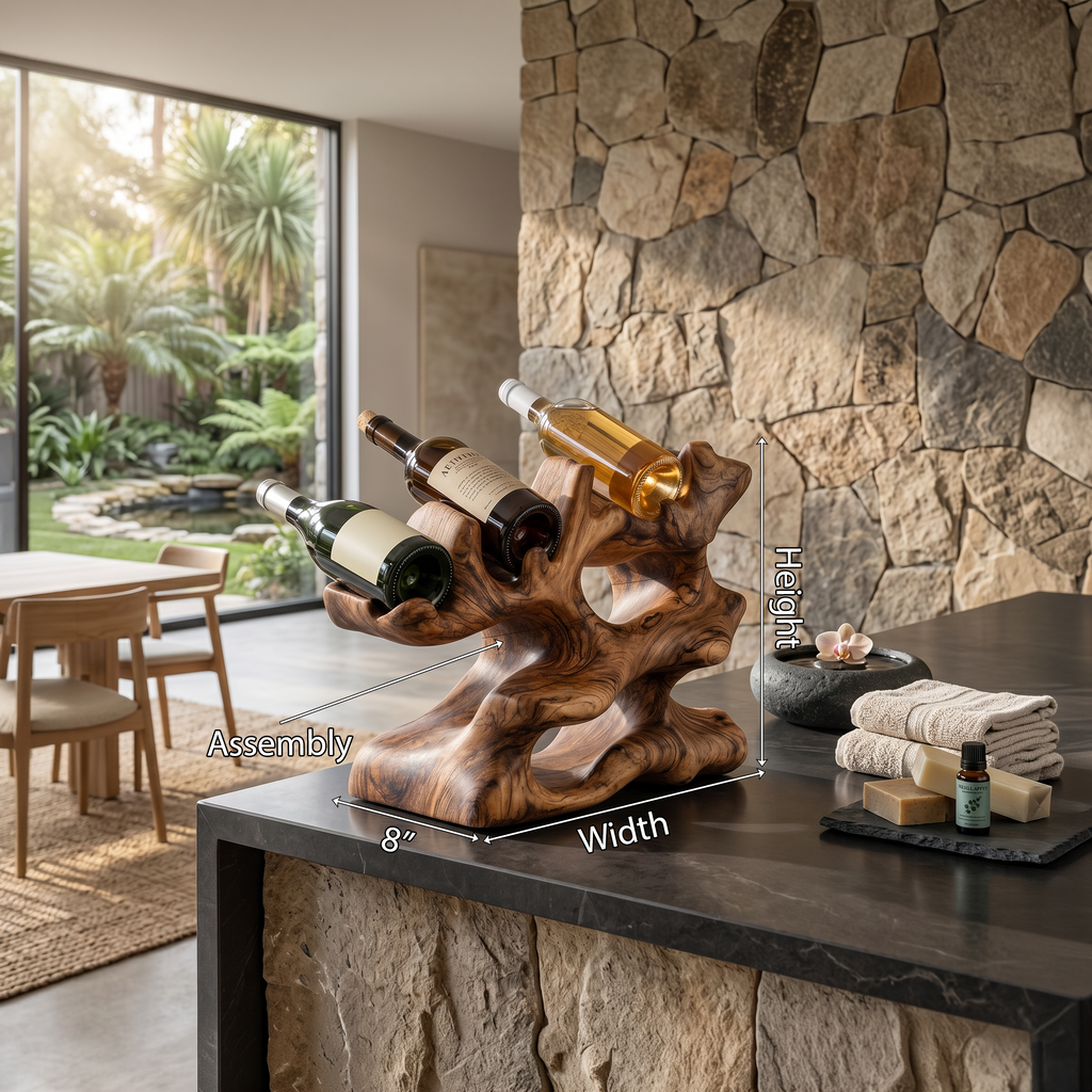Rustic Monkeypod Wood Countertop Wine Rack for Kitchen Islands - view 8
