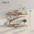 Tree Branch Driftwood Floating Corner Shelf with Live Edge Boards in Natural finish