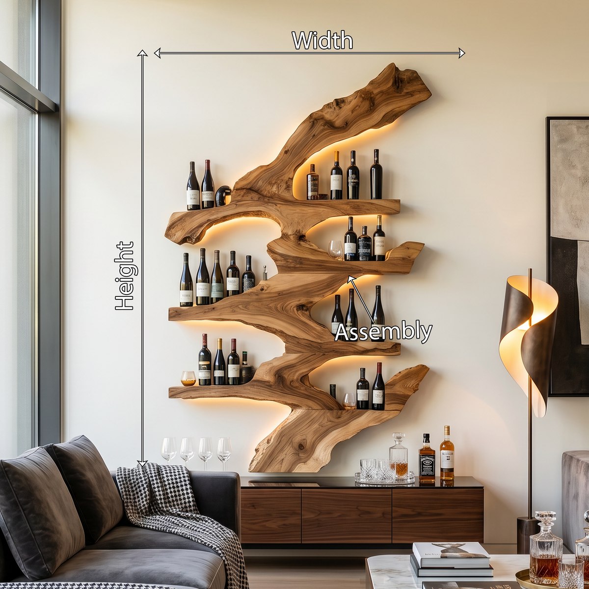 Handcrafted Wood Wine Bottle Rack Stand for Kitchen - view 8