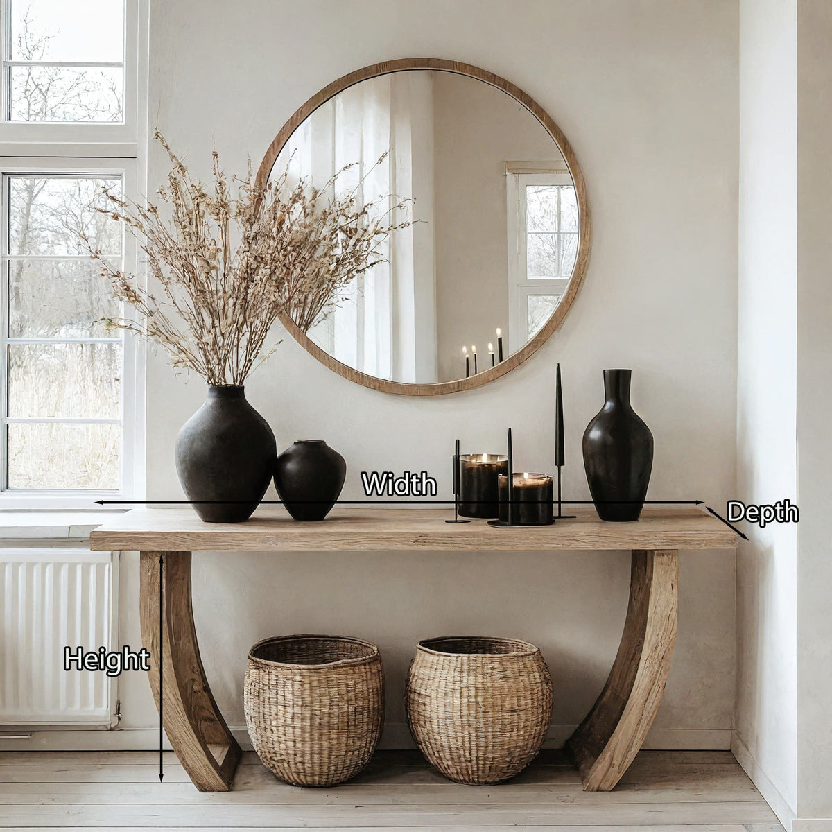 Handcrafted Natural Wood Entryway Console Table, Clean Lines - view 5