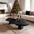 Live Edge Driftwood Coffee Table with Mid-Century Rustic Style in Black finish