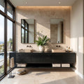 Contemporary Floating Solid Wood Bathroom Vanity with Drawers in Black finish