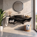 Mid-Century Live Edge Floating Bathroom Vanity Shelf in Black finish