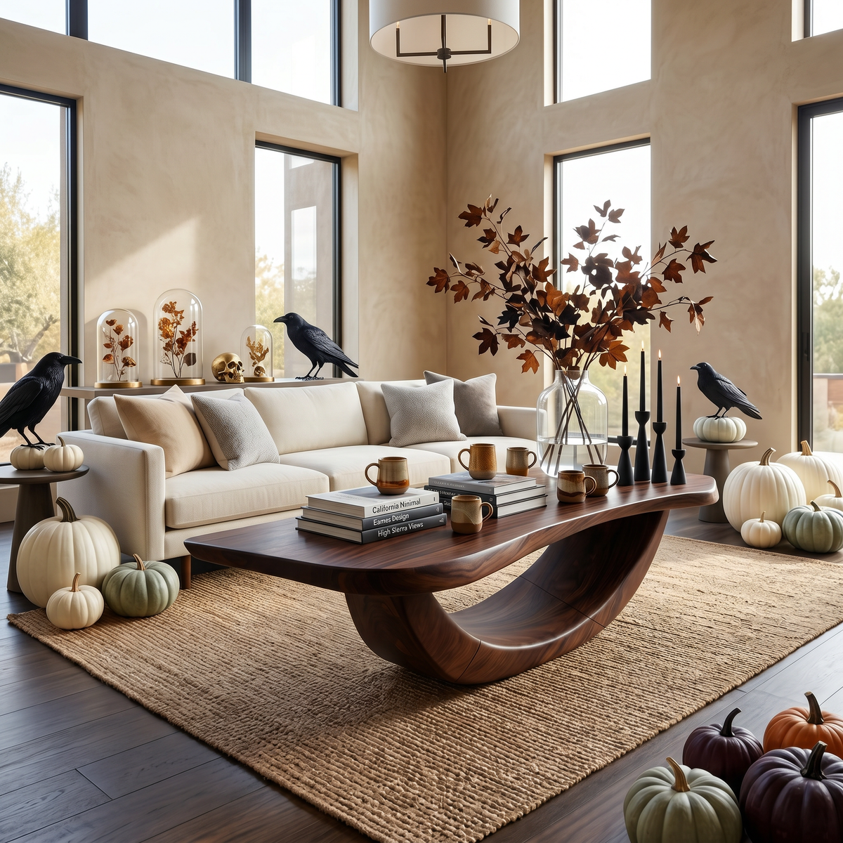 Farmhouse Live Edge Solid Wood Coffee Table with Rustic Finish in Walnut finish