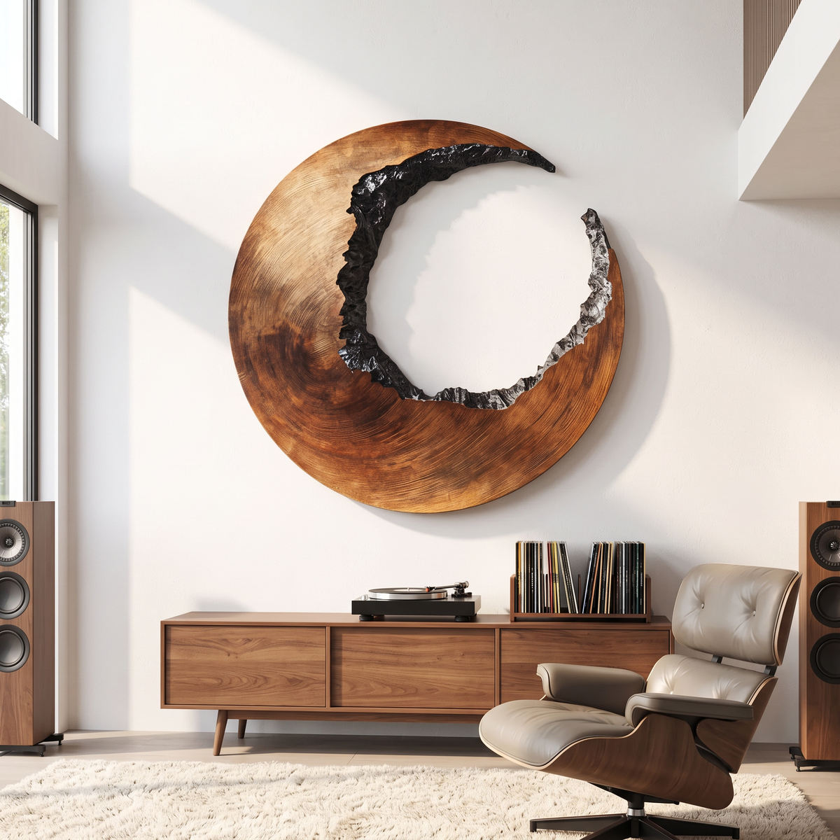 Mid-Century 3D Hardwood Wall Sculpture with Flowing Curves - view 5