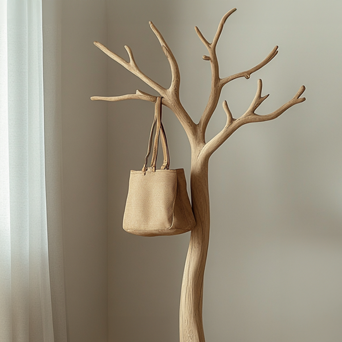 Driftwood Branch Wall-Mounted Coat Rack in Solid Wood - view 3