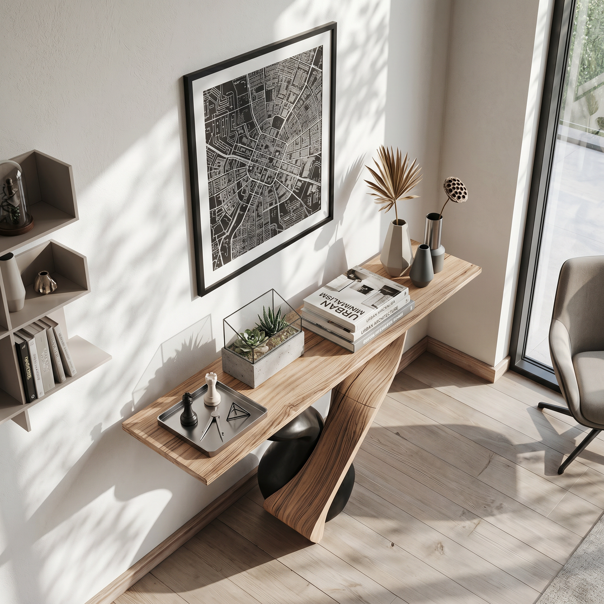 Rustic Solid Wood Entryway Console Table with Natural Grain - view 2