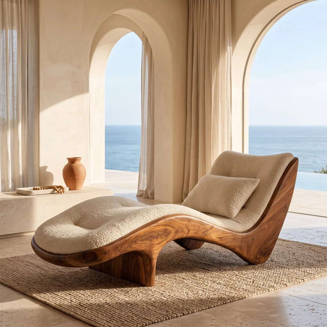 Solid Wood Wave Lounge Chair for Reading Nook - view 2
