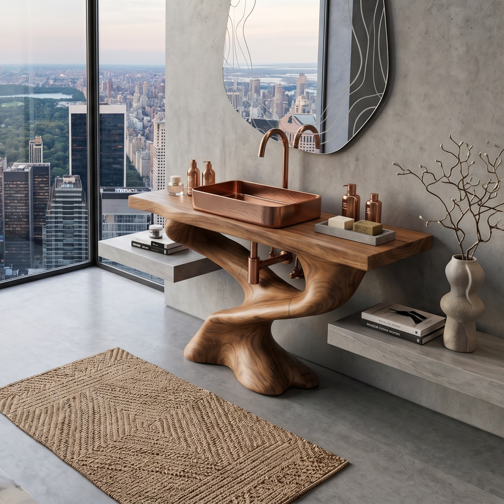 Live Edge Solid Wood Bathroom Vanity for Farmhouse or Modern Baths - view 2