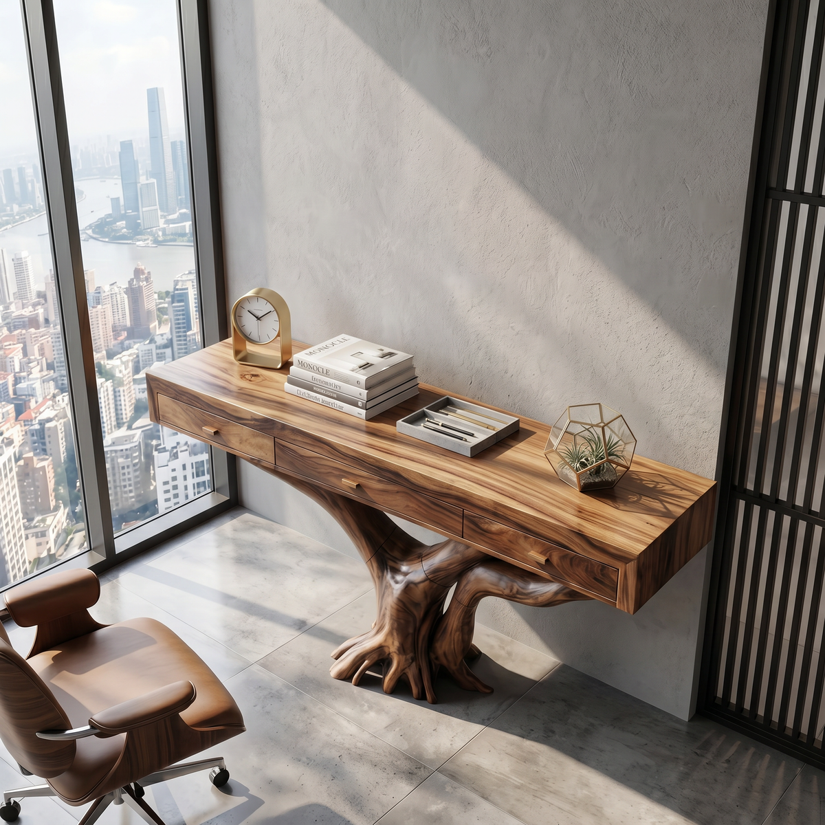 Handcrafted Rustic Solid Wood Dressing Table with Live Edges - view 2