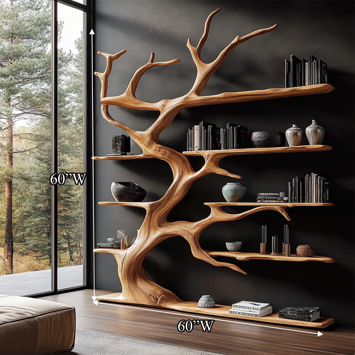 Rustic Tree Branch Bookshelf for Living Room Display - view 7