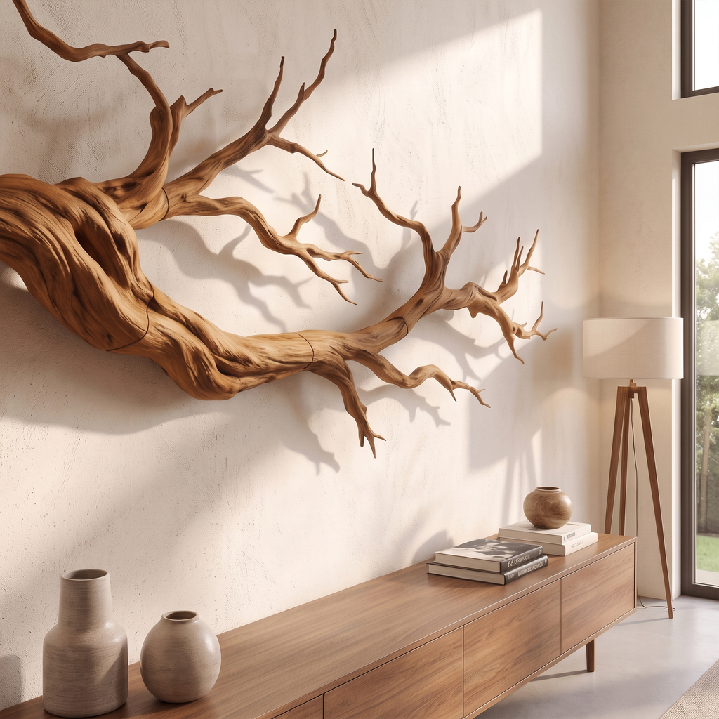 Abstract Tree Root Solid Wood Wall Sculpture, 3D Wall Art - view 8