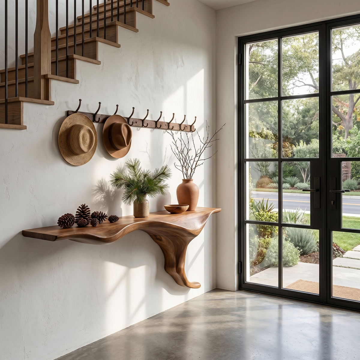 Wall Mounted Solid Wood Console Table with Tree Root Base - view 3