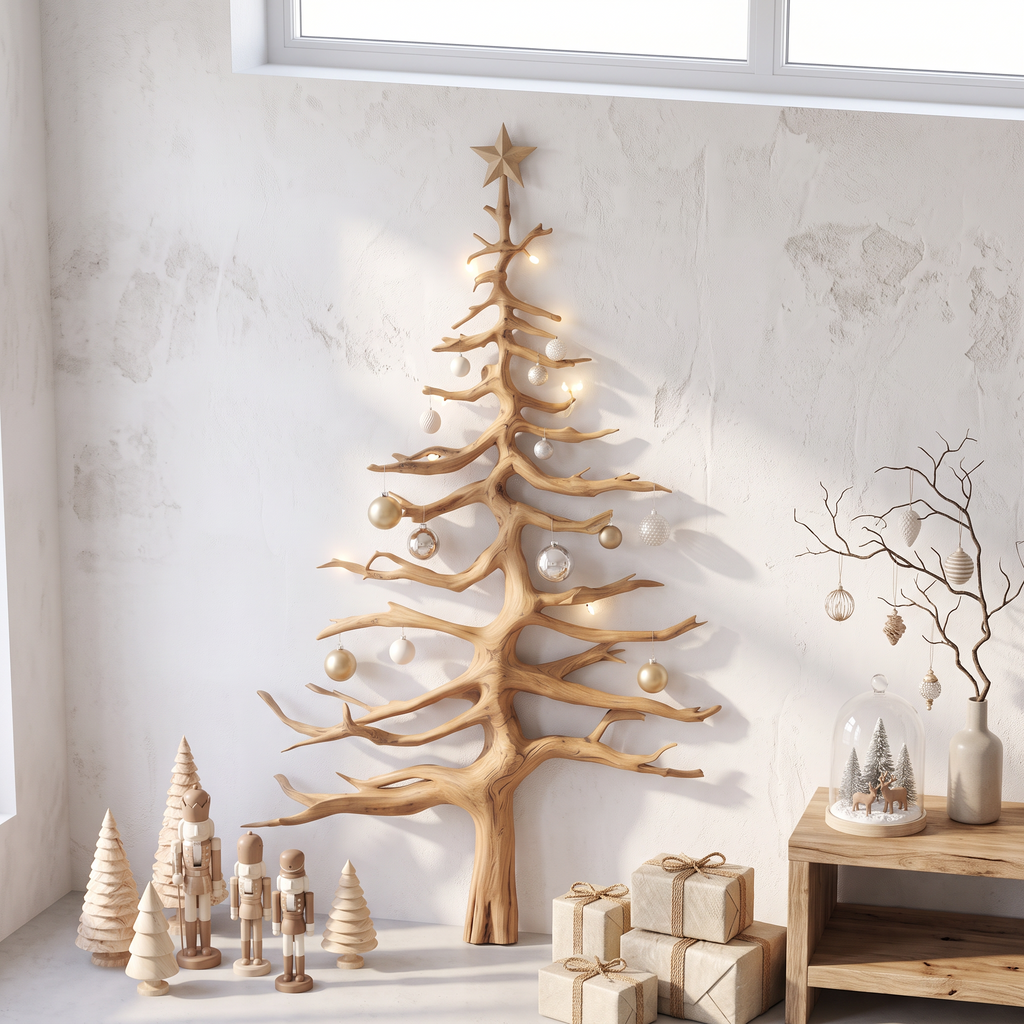 Rustic Pine Tree Wall Shelf with Carved Wood Branches - view 3