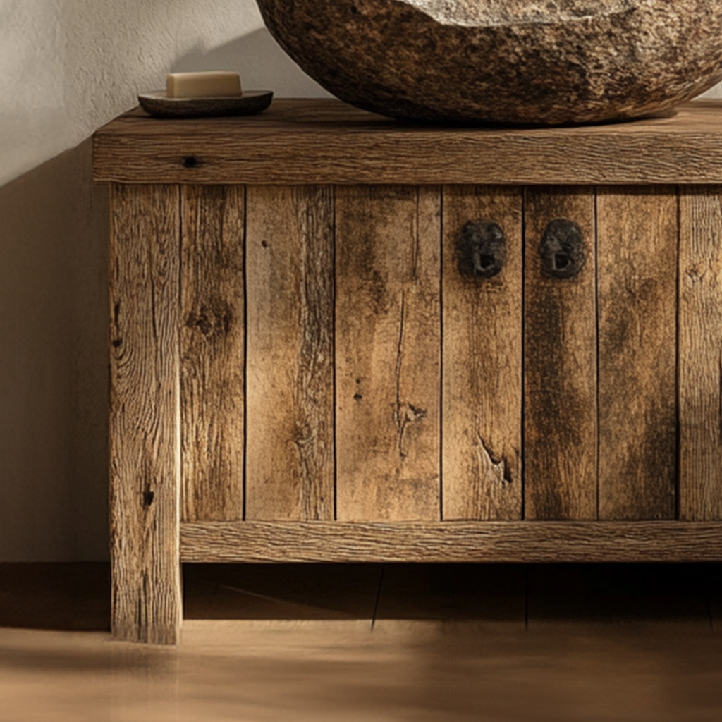 Rustic Live Edge Solid Wood Bathroom Vanity, With or Without Sink - view 3