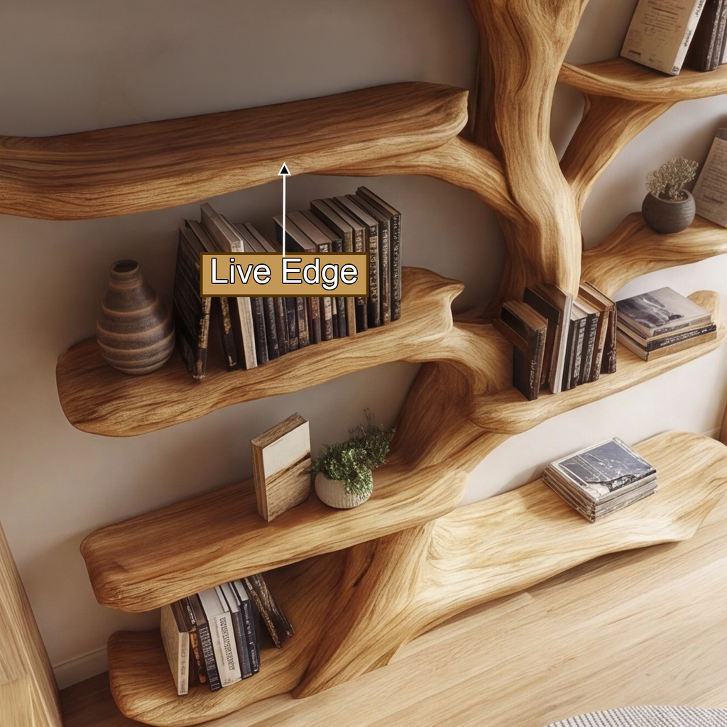 Sculpted Solid Hardwood Tree Bookshelf with Branch Shelving - view 11