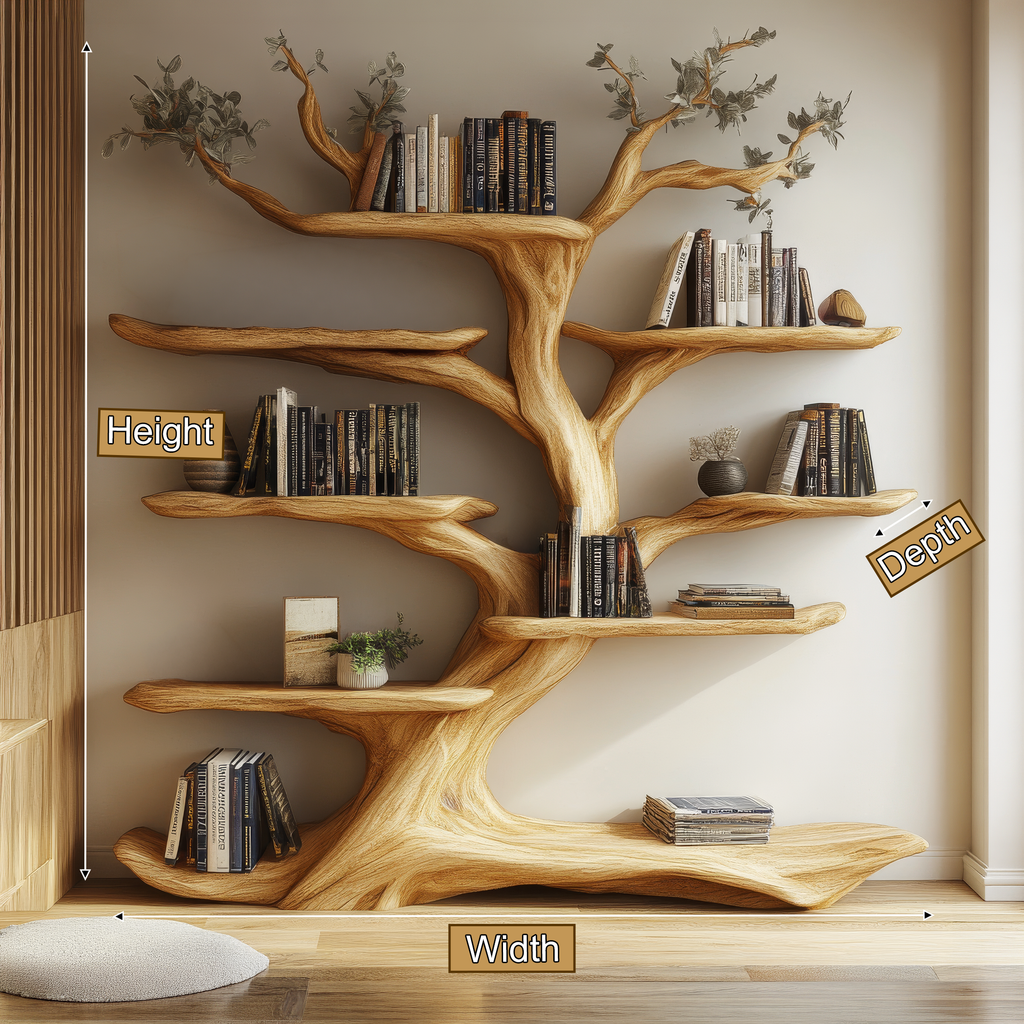 Sculpted Solid Hardwood Tree Bookshelf with Branch Shelving - view 8