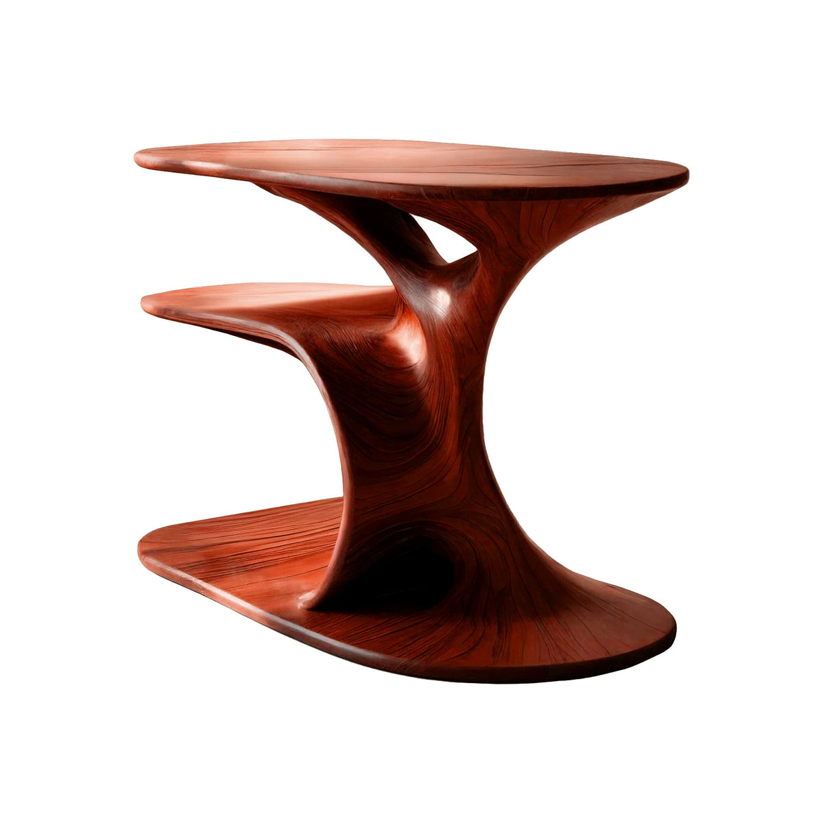 Fluid Form Solid Wood Record Player Stand with Vinyl Storage in Mahogany finish