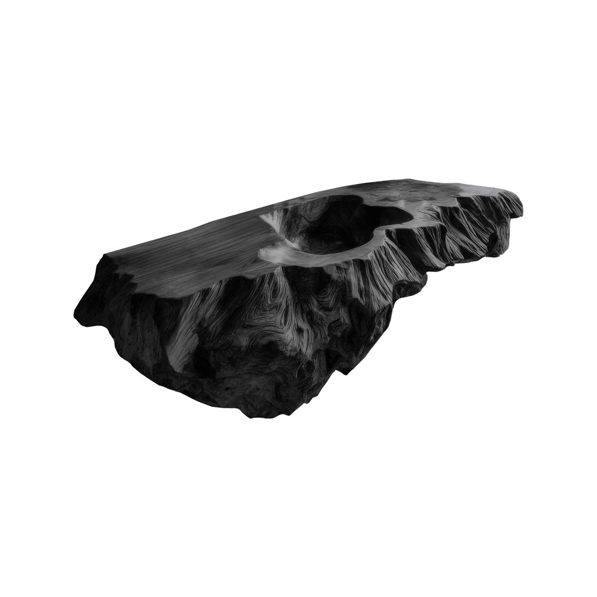 Carved Solid Hardwood Floating Bathroom Vanity with Integrated Sink in Black finish