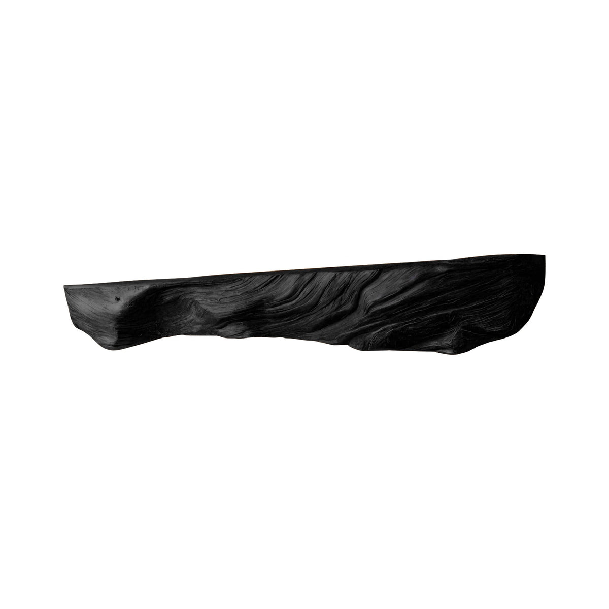 Live Edge Solid Wood Fireplace Mantel Shelf in Black finish