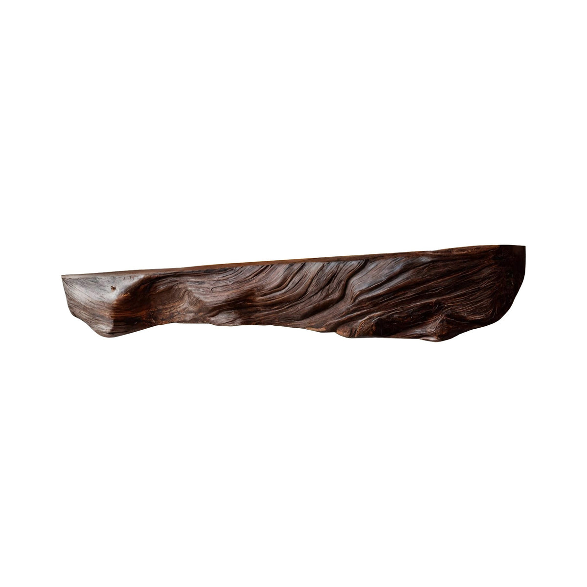 Live Edge Solid Wood Fireplace Mantel Shelf in Dark Walnut finish
