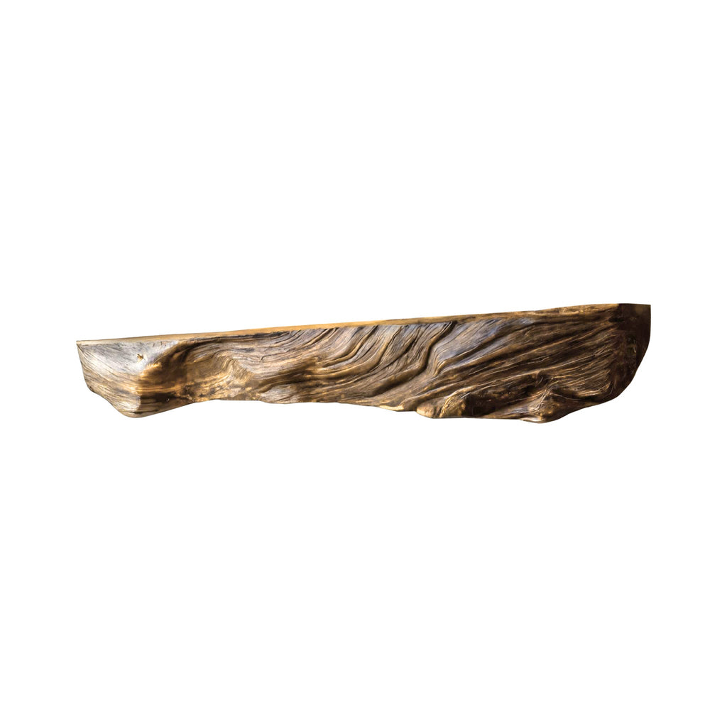 Live Edge Solid Wood Fireplace Mantel Shelf in Natural Oak finish