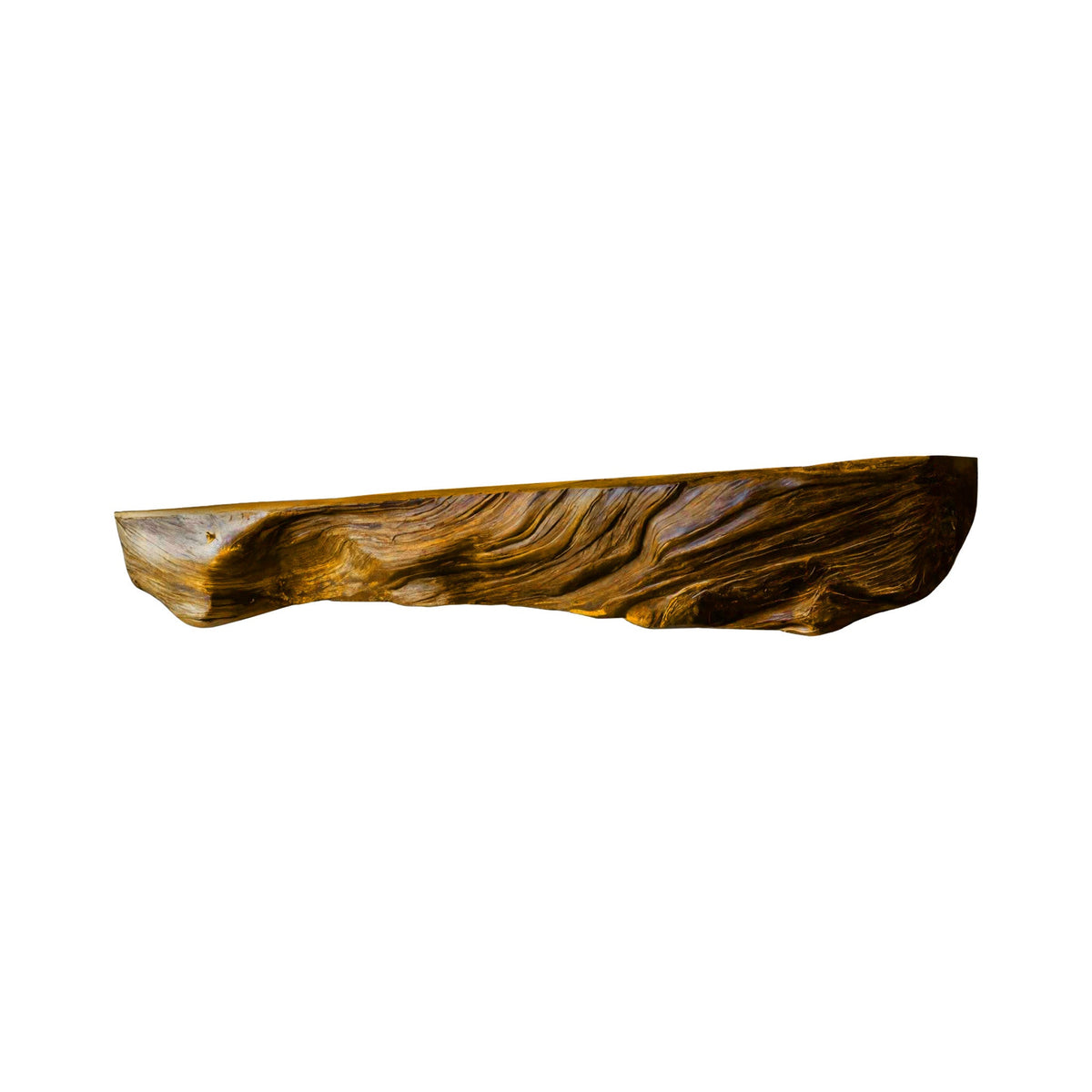 Live Edge Solid Wood Fireplace Mantel Shelf in Teak finish
