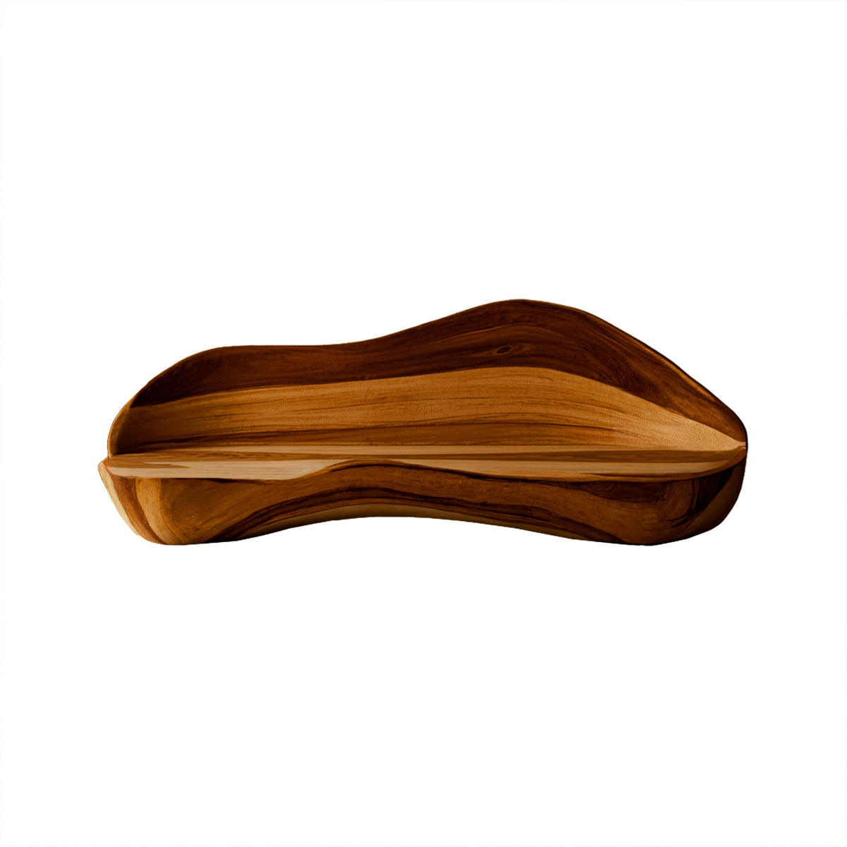 Solid Wood Live Edge Sofa with Wave-Inspired Frame and Cushions in Brown finish