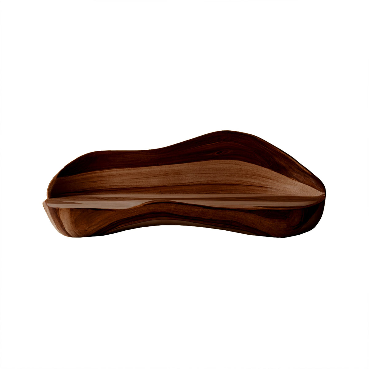 Solid Wood Live Edge Sofa with Wave-Inspired Frame and Cushions in Dark Walnut finish