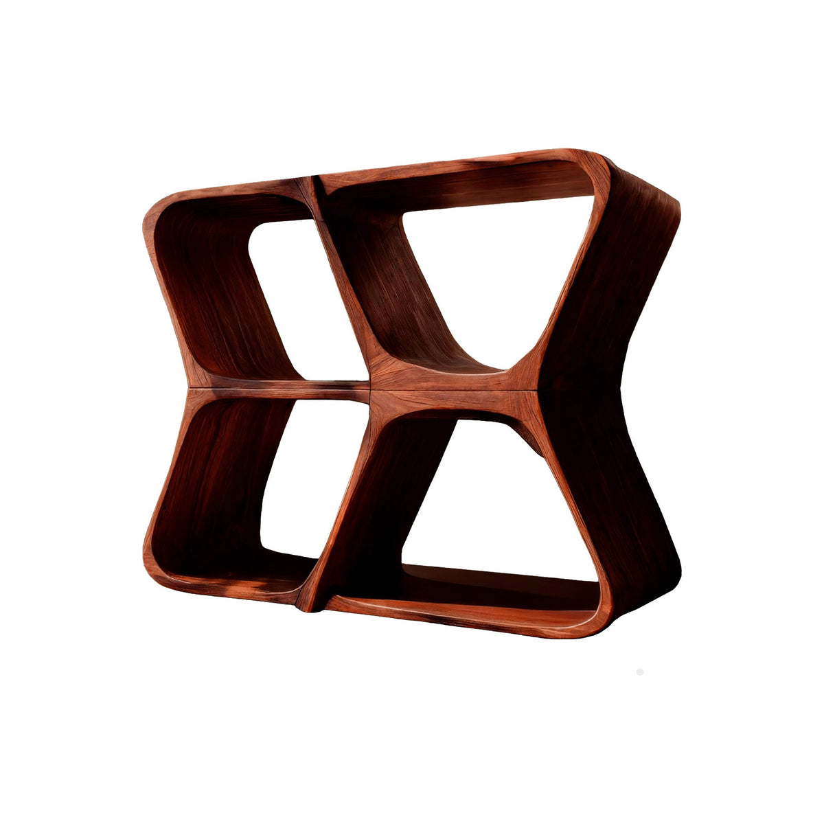 Sculpted Solid Wood Record Player Cabinet with Curved Edges in Mahogany finish