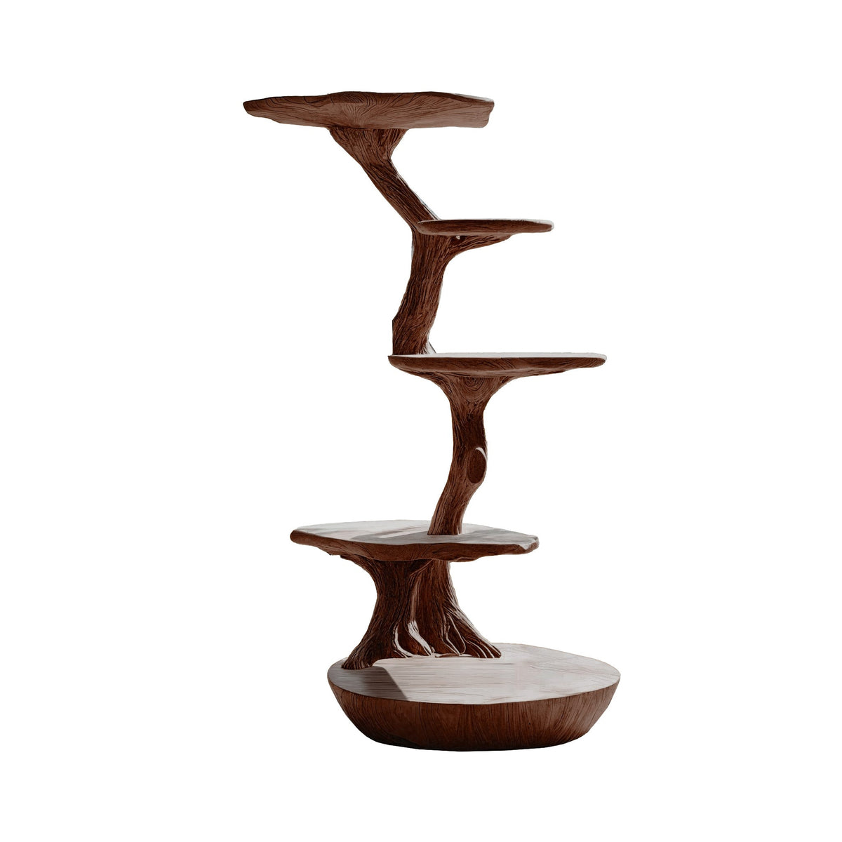 Lignum Sculpted Solid Hardwood Cat Tree with Staggered Platforms in Dark Walnut finish