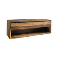 Japandi Solid Wood Floating Bathroom Vanity with Hidden Drawers in Natural Oak finish