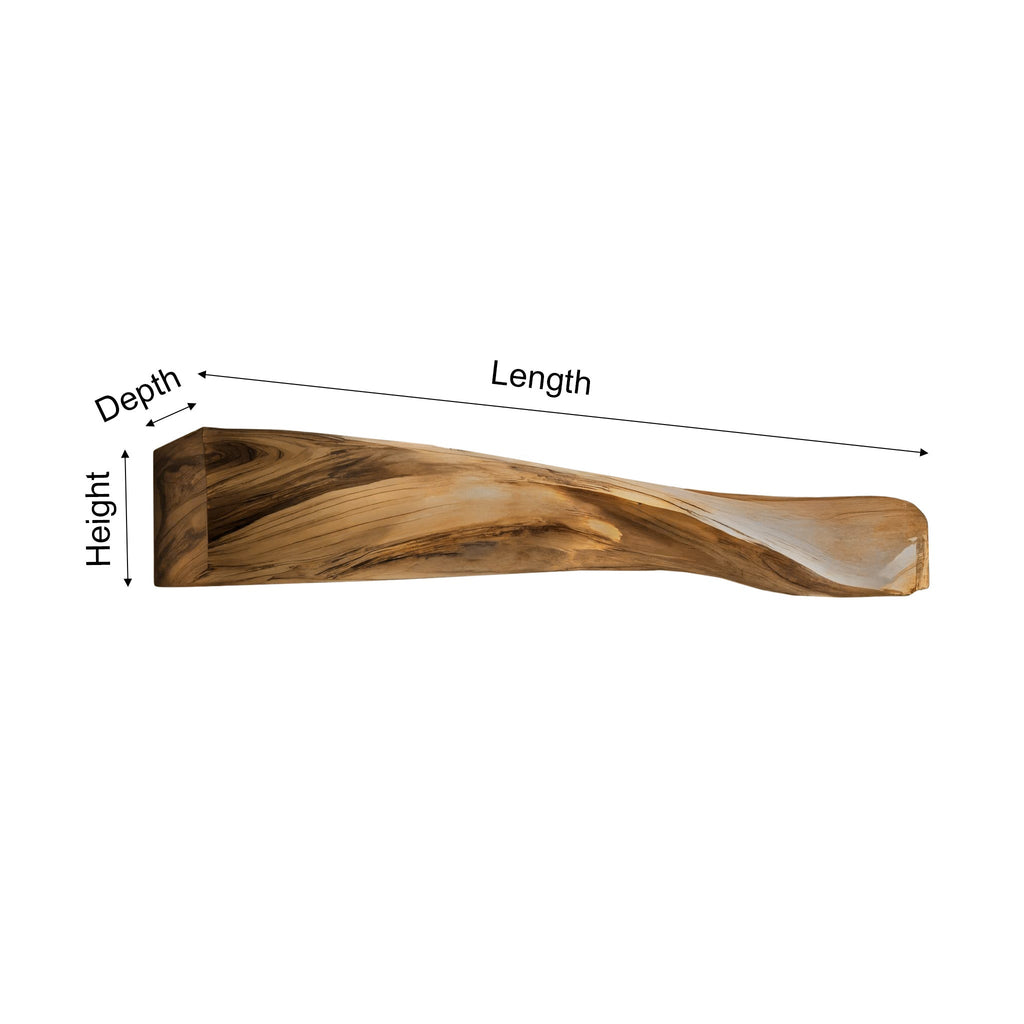 Wave-Form Solid Wood Floating Fireplace Mantel Shelf - view 5